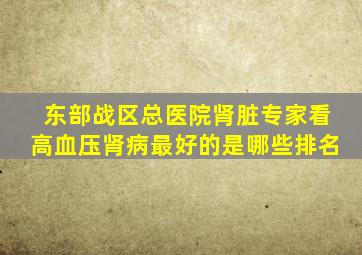 东部战区总医院肾脏专家看高血压肾病最好的是哪些排名