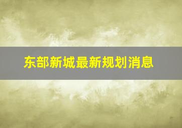 东部新城最新规划消息