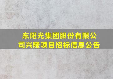 东阳光集团股份有限公司兴隆项目招标信息公告