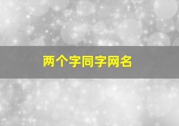 两个字同字网名