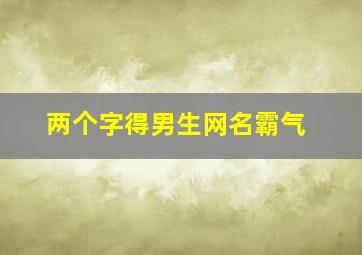 两个字得男生网名霸气