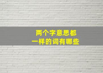 两个字意思都一样的词有哪些