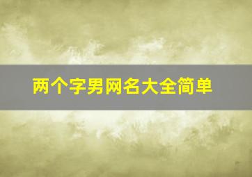 两个字男网名大全简单