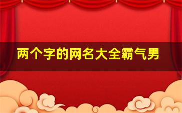 两个字的网名大全霸气男