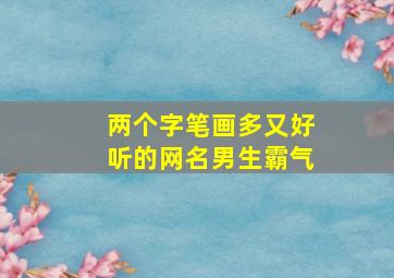 两个字笔画多又好听的网名男生霸气