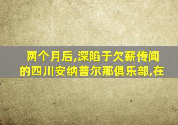 两个月后,深陷于欠薪传闻的四川安纳普尔那俱乐部,在