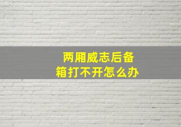 两厢威志后备箱打不开怎么办