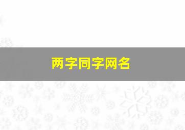 两字同字网名