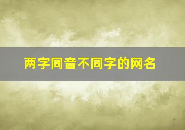 两字同音不同字的网名