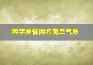 两字爱情网名简单气质