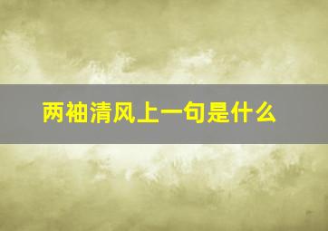 两袖清风上一句是什么