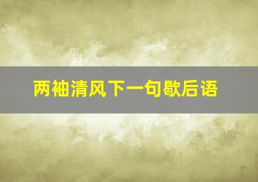 两袖清风下一句歇后语