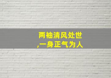 两袖清风处世,一身正气为人