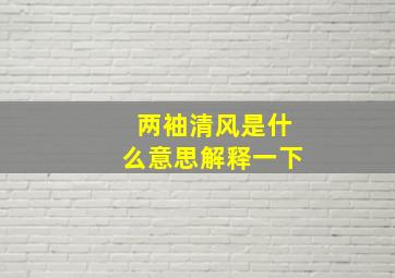 两袖清风是什么意思解释一下