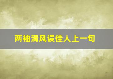 两袖清风误佳人上一句