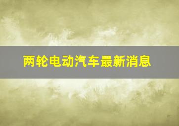 两轮电动汽车最新消息