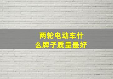 两轮电动车什么牌子质量最好