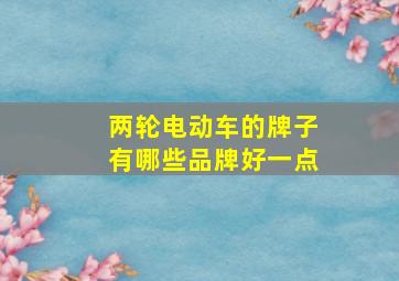 两轮电动车的牌子有哪些品牌好一点