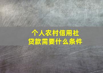 个人农村信用社贷款需要什么条件