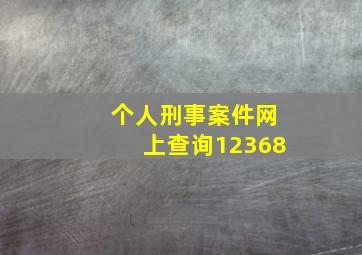 个人刑事案件网上查询12368