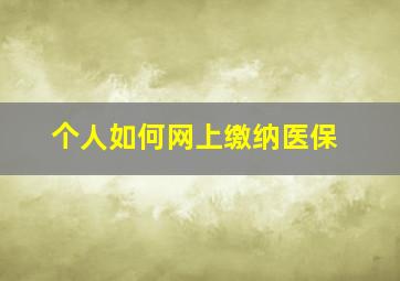 个人如何网上缴纳医保