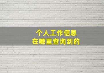 个人工作信息在哪里查询到的