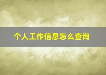 个人工作信息怎么查询