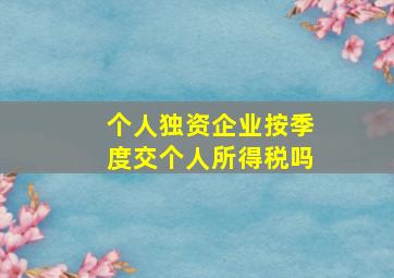 个人独资企业按季度交个人所得税吗