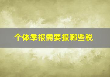 个体季报需要报哪些税