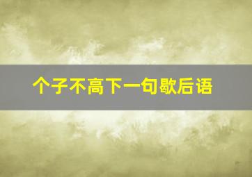 个子不高下一句歇后语