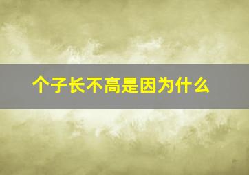 个子长不高是因为什么