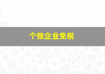 个独企业免税