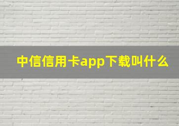 中信信用卡app下载叫什么