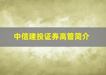 中信建投证券高管简介