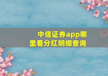 中信证券app哪里看分红明细查询