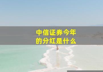 中信证券今年的分红是什么