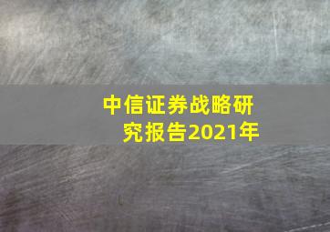 中信证券战略研究报告2021年