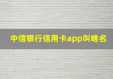 中信银行信用卡app叫啥名