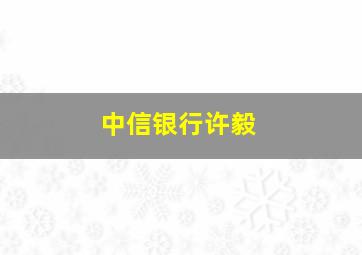 中信银行许毅