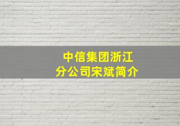 中信集团浙江分公司宋斌简介