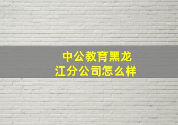 中公教育黑龙江分公司怎么样