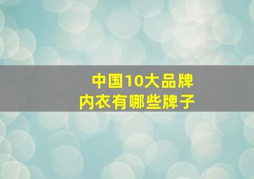 中国10大品牌内衣有哪些牌子