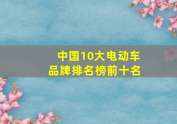 中国10大电动车品牌排名榜前十名