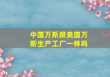 中国万斯跟美国万斯生产工厂一样吗