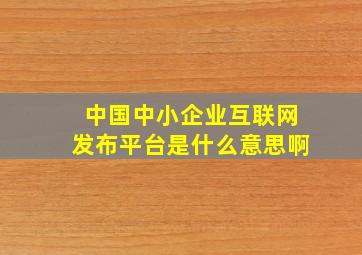 中国中小企业互联网发布平台是什么意思啊