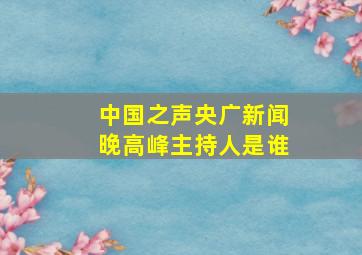 中国之声央广新闻晚高峰主持人是谁