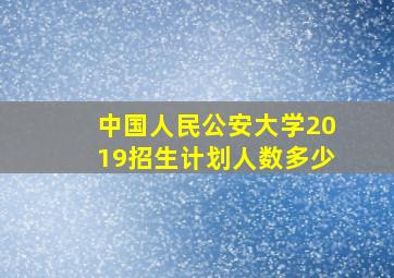 中国人民公安大学2019招生计划人数多少