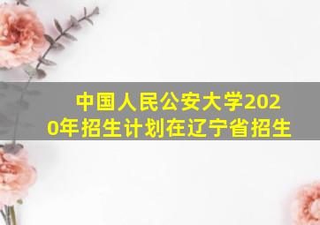 中国人民公安大学2020年招生计划在辽宁省招生