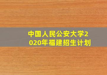 中国人民公安大学2020年福建招生计划