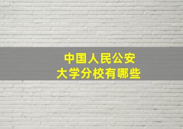 中国人民公安大学分校有哪些